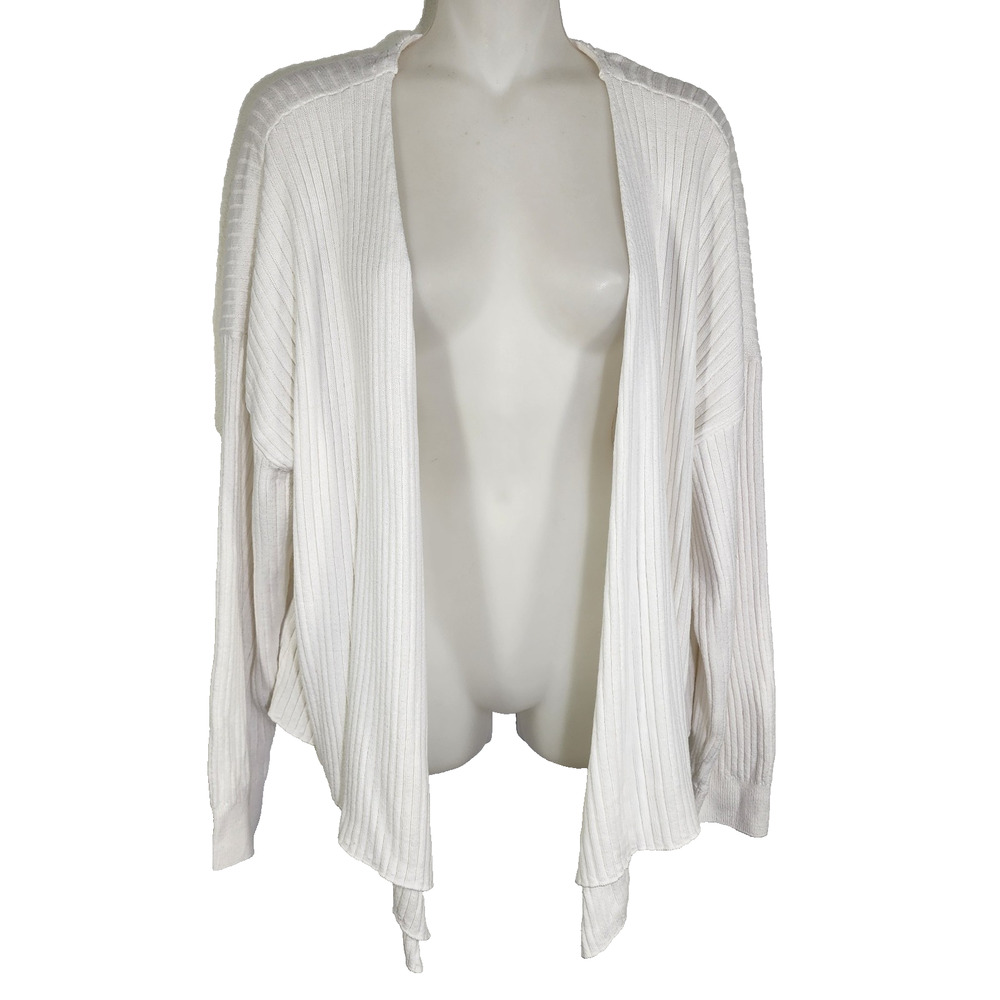 Lane Bryant Womens Cardigan Sweater Ribbed Open Front White Size 22/24 Knit